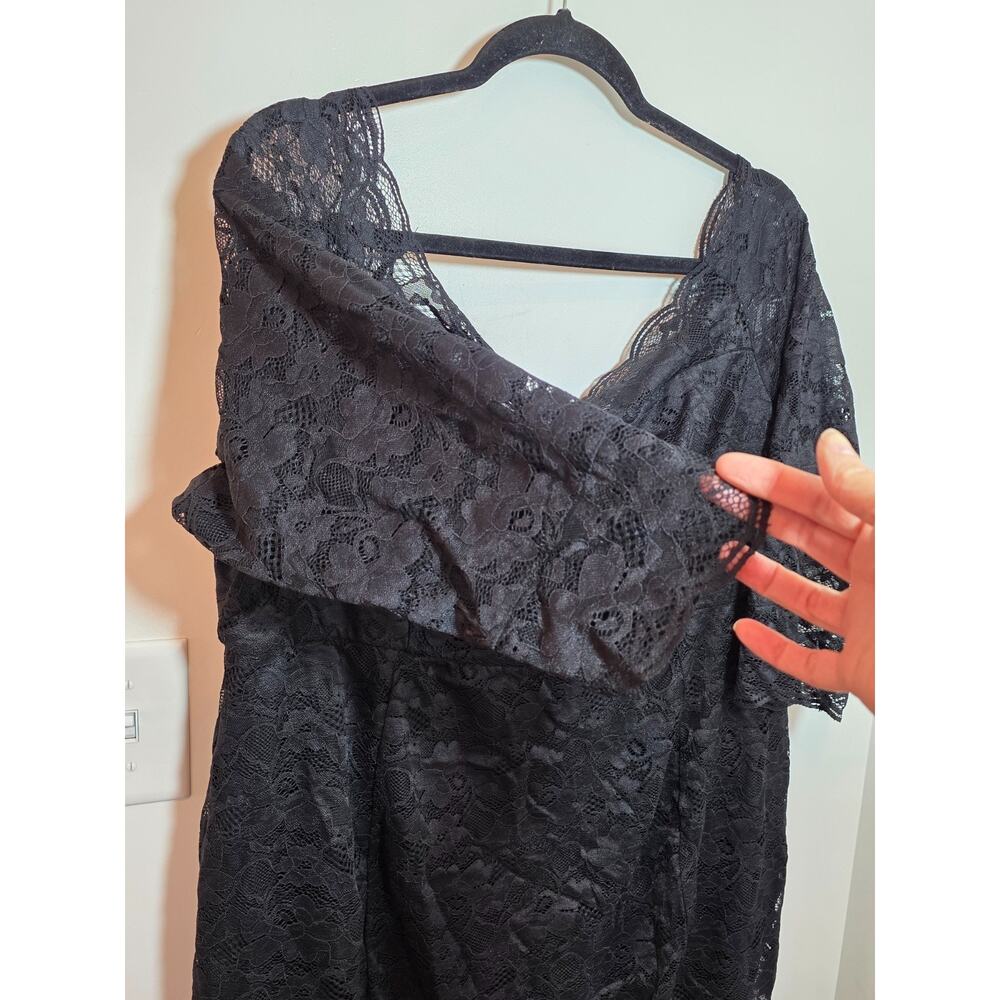 NWT Torrid Midi Black Lace Dress Scalloped Neckline 3/4 Sleeves Size 22 - Picture 4 of 10